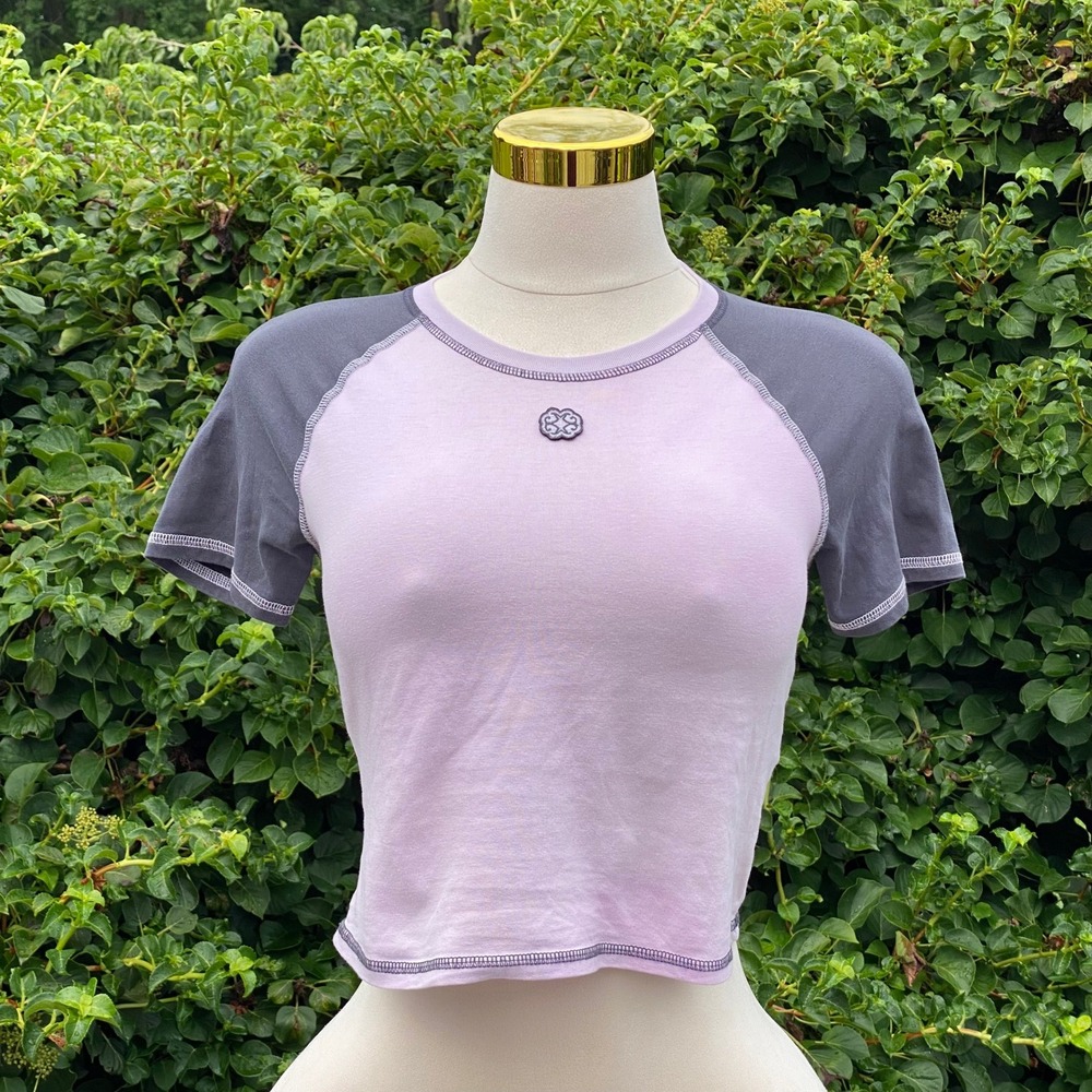 Marithe Francois Girbaud Y2K Purple Baseball Tee Crop Top Cotton Baby Tee - M